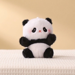 Porte-clés en peluche panda mignon avec joues roses, animal en peluche doux, breloque de sac, pendentif de sac à dos, mini jouet, cadeau pour enfant, vente en gros - Product Image 4