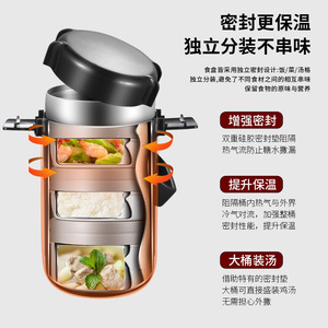 กล่องข้าวเก็บอุณหภูมิแบบสุญญากาศ สแตนเลส ขนาด 1.9 ลิตร 2.3 ลิตร 2.6 ลิตร สำหรับพนักงานออฟฟิศ นักเรียน และผู้ใหญ่ - Product Image 5