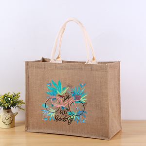 Borsa in juta di lino di alta qualità con Logo personalizzato stampato borsa <span class=keywords><strong>da</strong></span> <span class=keywords><strong>viaggio</strong></span> riutilizzabile borsa <span class=keywords><strong>per</strong></span> il trasporto elegante lettera - Product Image 6