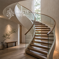 Escalier Courbé Sur Mesure de Luxe Moderne et Artistique, Fabrication Directe Usine