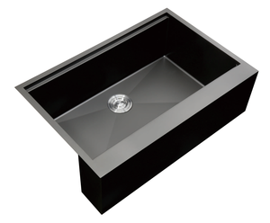 Farmhouse Apron-Front Compact Matte Black Single Bowl Counter Handmade Easy Clean SUS304 Stainless Steel <b>Kitchen</b> <b>Sink</b> PVD Nano 5 - Product Image 6