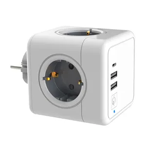 E02C Smart Universal redondo multi tomada de energia com porta USB tipo A e tipo C Tomada de cubo de energia faixa USB