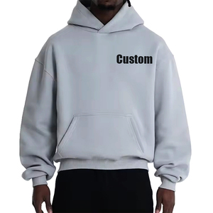 2025 produttori vendita di alta qualità <span class=keywords><strong>Streetwear</strong></span> oversize felpa 100% cotone Casual tinta unita pullover con cappuccio da uomo - Product Image 1