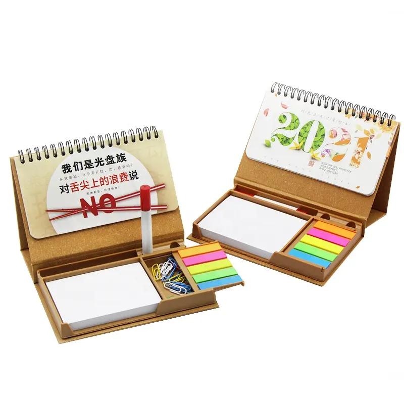 Calendrier porte-bonheur personnalisé 2021, impression personnalisée, écologique, avec boîtes cadeaux et stylo
