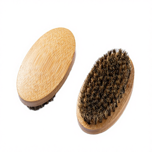 Eco Friendly Custom Logo Portable Men's Beard <b>Detangling</b> <b>Brush</b> Nature Wooden Beech Boar Bristle Grooming Kit - Product Image 4