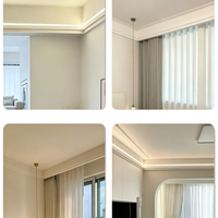 Corniche en plâtre double couche GRG, moulure décorative minimaliste pour plafond avec canal LED intégré pour salon et chambre à coucher