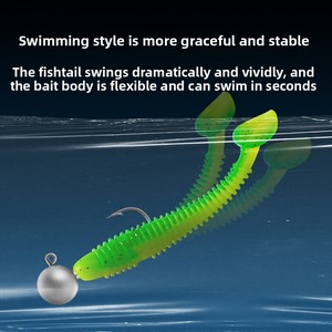 Leurre souple King Lure à queue en T filetée, avec tête plombée et spirale inversée, pour la pêche au bar en réservoirs et rivières - Product Image 5