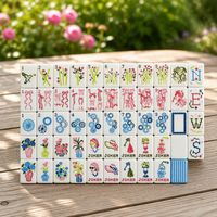 Tuiles de mahjong américaines en acrylique à rayures bleues de qualité supérieure, 160 pièces, coffret cadeau pour la maison, pour le divertissement et les jeux de société