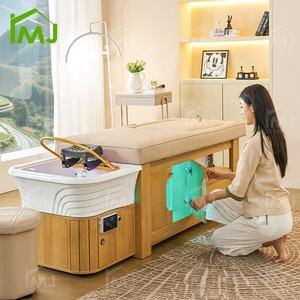 Cama de Spa para Cabeza de Madera para Pedicura Coreana con Lavabo de Salón para Masaje Tailandés y Lavado de Cabello Acostado - Product Image 6