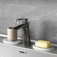 Support de rangement pour savon avec tapis de drainage, sans perçage, pour comptoir de salle de bain ou toilettes, forme ovale, fabriqué en Chine