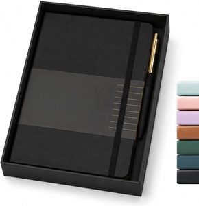 Promotional Customized Box Packaging Gift Box <b>A5</b> Pu Leather <b>Notebooks</b> Bulk Hardcover Pu <b>Notebook</b> With Pen Holder - Product Image 1