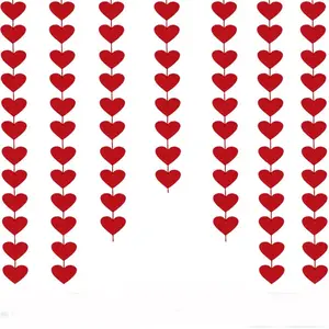 Coeurs rouges feutre guirlande saint valentin coeur rouge chaîne suspendue guirlande mariage anniversaire fête d'anniversaire fournitures