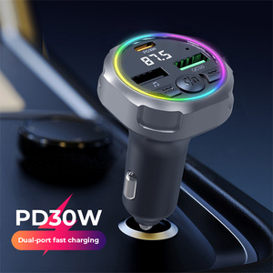 Adaptateur de voiture 30W PD QC3.0, émetteur FM, plug and play, lumière 7 couleurs, adaptateur radio FM, puce 5.3, charge <span class=keywords><strong>rapide</strong></span>, <span class=keywords><strong>convertisseur</strong></span> radio musical - Product Image 4