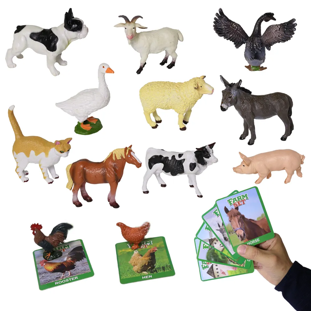 Juego educativo con tarjeta de nombre para niños, modelo de animal de granja, juguete de partido