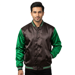Blousons universitaires en satin OEM 2025 pour hommes – Blousons universitaires oversize en satin pour hommes – Vente en gros de blousons universitaires en satin - Product Image 1