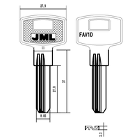 FAV1D Ébauche de clé en laiton nickelé, lame non taillée, trou rectangulaire, pour serrure de porte, vente en gros