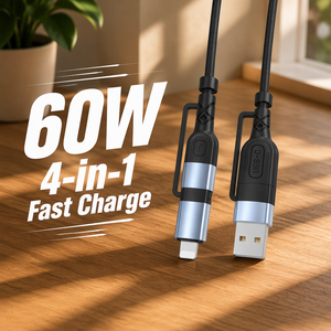 Cable USB-C Trenzado de Carga Rápida 4 en 1 de 60W PD para <span class=keywords><strong>iPhone</strong></span>/iPad/MacBook e Impresora - Product Image 1