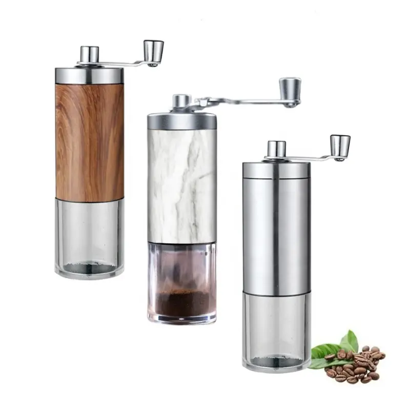 家庭用ステンレス鋼コーヒー豆ハンドグラインダー磁気ハンドル蓋手動コーヒーグラインダー