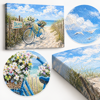 Tableau mural en toile Vélo de plage côtier Décoration marine pour salon, chambre, salle de bain Échantillons OEM ODM prêts en moins d'une journée