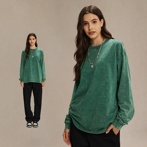 T-shirt à manches longues en coton 100% de haute qualité, lavé, vierge, personnalisable pour homme – Vente en gros - Product Image 6