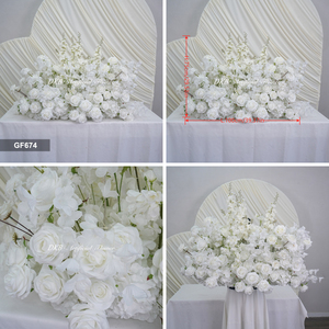 พรมดอกไม้ประดิษฐ์สีขาวบริสุทธิ์สำหรับตกแต่งโต๊ะทางเดินในงานแต่งงาน - Product Image 2