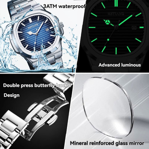 Reloj de Pulsera para Hombre, Resistente al Agua, de Acero Inoxidable, con Movimiento de Cuarzo, Función Luminosa, Venta al Por Mayor OEM - Product Image 4