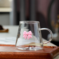 Tasse à café en verre martelé à haute teneur en borosilicate tasse à thé en verre à boire résistant à la chaleur avec poignée et conception de fleurs personnalisée