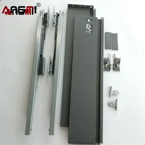 Factory full extension soft close Double wall drawer slide metal box slim tandem box without frame kitchen hardware