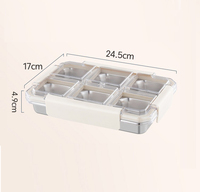 600ml BPA-vrije 304 roestvrijstalen herbruikbare snackbox met 6 compartimenten en lekvrij plastic deksel