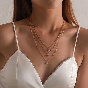 Jewelry Fashion Handmade Multi-layer Rhinestone Pendant for Women New Trendy <b>Simple</b> Chain <b>Necklace</b> - Product Image 3