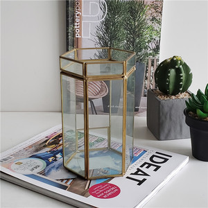 Porte-bougie <span class=keywords><strong>en</strong></span> verre transparent <span class=keywords><strong>en</strong></span> forme d'hexagone <span class=keywords><strong>en</strong></span> <span class=keywords><strong>cuivre</strong></span>, bougeoir décoratif de table, <span class=keywords><strong>bougeoirs</strong></span> votifs - Product Image 2