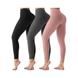 3 Pack for <strong>Leggings</strong> <strong>Pockets</strong> for Women Butt Lift High Waisted Tummy Control Workout Yoga Reg Plus Size Color Blocking Full - Product Image 1
