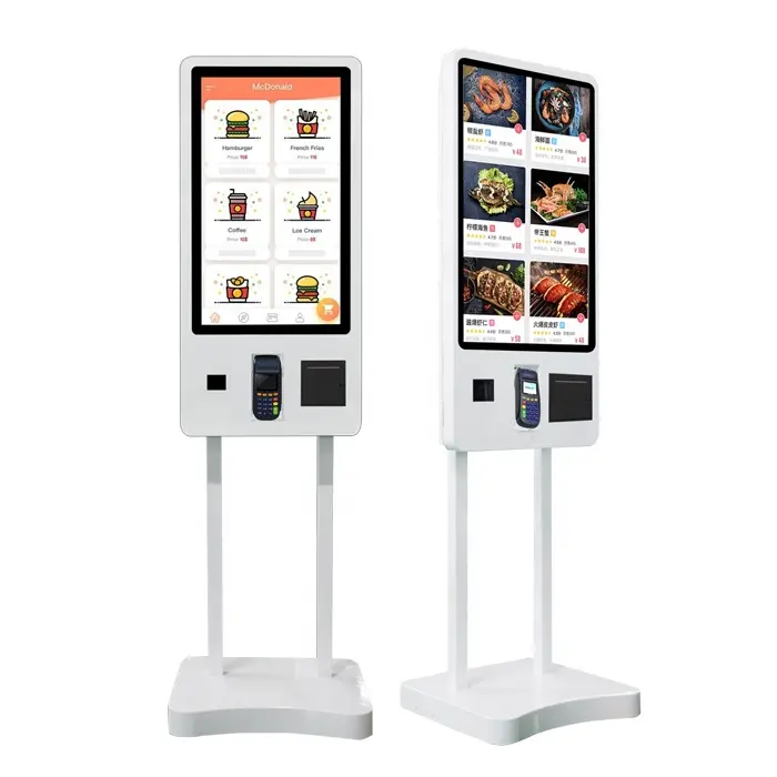 Kiosque de commande 24 "32", pied-de-service, avec écran tactile, machine de paiement automatique, pour mcdonald's/KFC/restaurant