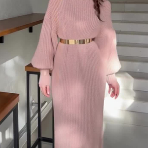 Vestido Maxi de Punto con Cuello Medio Alto, Estilo Casual y Holgado para Mujer, Primavera 2026, Personalizable OEM/ODM - Product Image 2