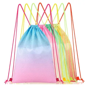 Многоцветный легкий складной Открытый рюкзак с сеткой на шнурке для купальников