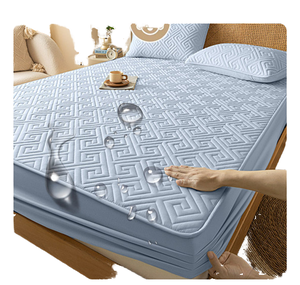 360 °   Protège-<span class=keywords><strong>matelas</strong></span> imperméable matelassé 3 pièces, drap-housse <span class=keywords><strong>anti</strong></span>-poussière pour lit Queen et King, usage domestique et hôtelier - Product Image 1
