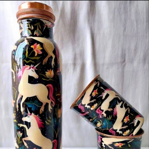 Juego de Botellas de Agua de Cobre Puro - Regalo Ecológico para Campamento al Aire Libre con Logotipo Personalizado y Empaque Hecho a Mano en India - Product Image 1