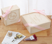 Boîte à souvenirs en bois avec couvercle coulissant, boîte cadeau en bois brut, boîte de rangement de bureau pour souvenirs de mariage, photos, cosmétiques, artisanat