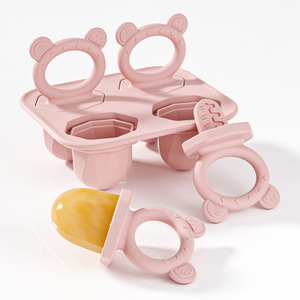 Moule à sucettes glacées et anneau de dentition en silicone pour bébé, bac à glaçons pour aliments pour bébés, pour crème glacée maison et sevrage dirigé par l'enfant Issili - Product Image 1