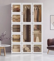Armoire pliante moderne et simple en plastique avec 5 tiroirs et portes coulissantes pour petit appartement, chambre à coucher, mécanisme à charnières en MDF
