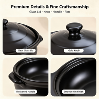 Casserole en céramique antiadhésive durable, compatible gaz et induction, nouveau style chinois, poignée en acier inoxydable, passe au lave-vaisselle