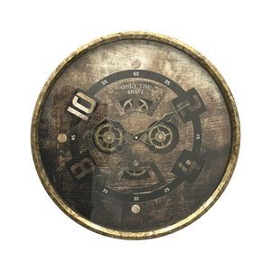 <span class=keywords><strong>Horloge</strong></span> murale <span class=keywords><strong>industrielle</strong></span> vintage steampunk avec engrenages mobiles, décorative en métal riveté - Product Image 1