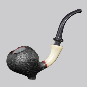 Muxiang Handmade Briarwood Pipe Dark Sandblasted Horn Cumberland Free Type Tobacco Pipe For Men - Product Image 4