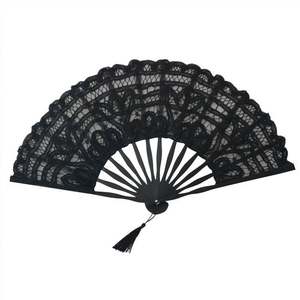 Éventail pliant artisanal de 23 cm en bambou, personnalisé pour mariage, mariée, avec dentelle espagnole brodée, motif ange, fleur, amour, portable - Product Image 2