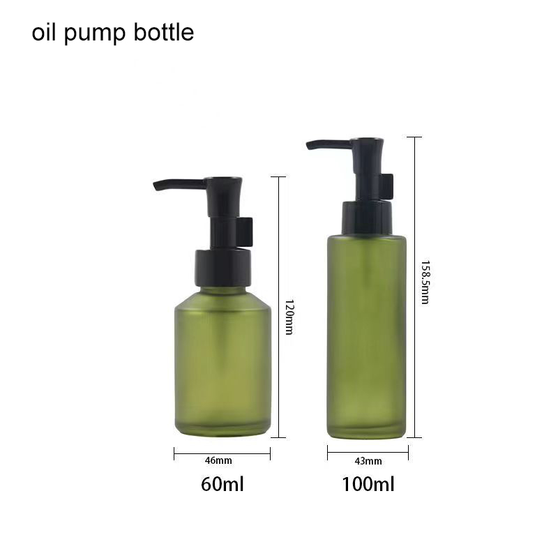 Stainless Steel Pump Green glass Bottles Thick Amber Glass Soap Dispenser