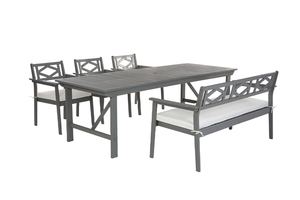 Ensemble de salle à manger d'extérieur en fonte d'aluminium classique avec banc et fauteuils - Product Image 2