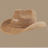 Chapeau de soleil en paille personnalisé en gros, style vintage, pour l'été, unisexe, plage, cowgirl, cowboy, surf, avec logo personnalisé