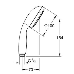 TEMPESTA 100 Pomme de douche à jet unique chromée 1/2 finition chromée - Product Image 4