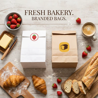 Sac en papier kraft jetable pour le stockage du pain grillé Emballage alimentaire à emporter résistant à l'huile avec logo à fond carré Sac à pain personnalisé