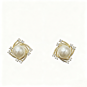 เครื่องประดับสุภาพสตรี14K ชุบทองขายดีเพทายเม็ดกลมต่างหูมุกเทียมสไตล์มุกแท้ Seaside Perla - Product Image 1